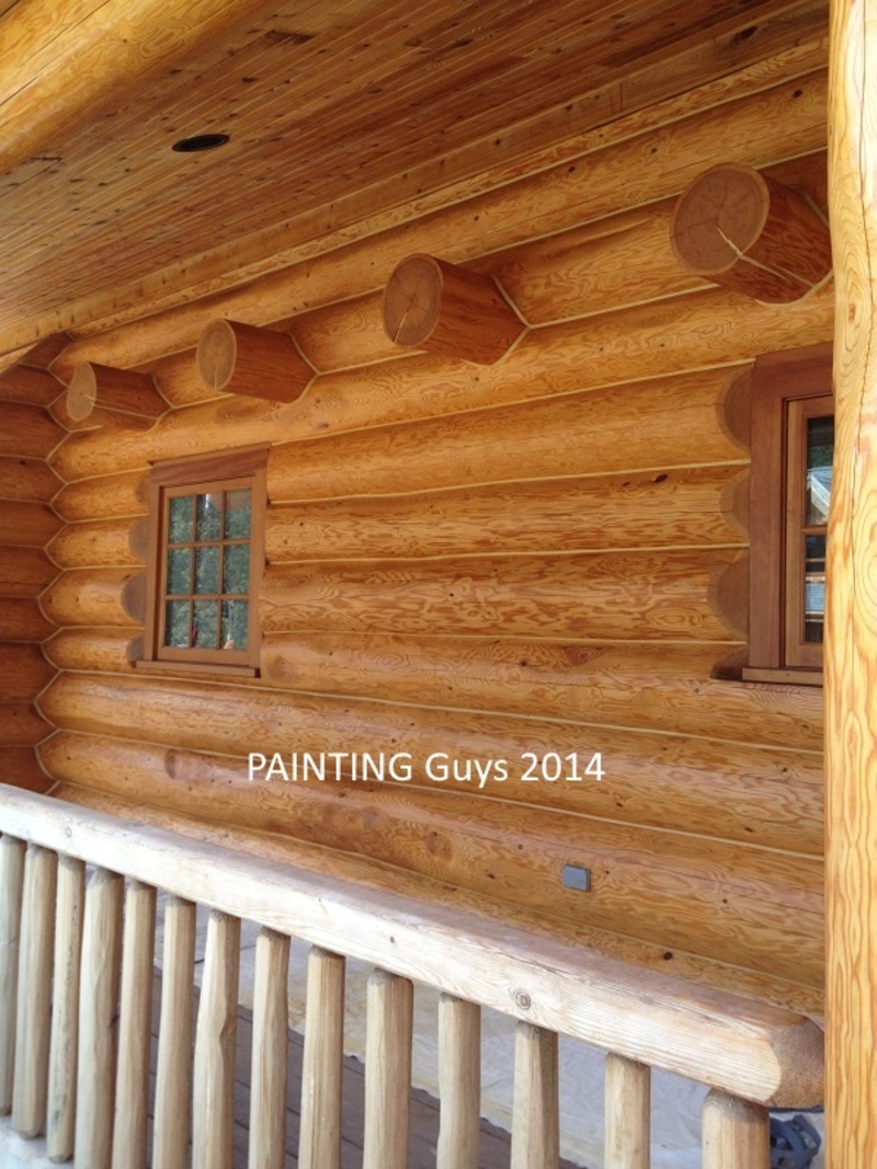 Log Home Staining Contractor - Staining Yellow Cedar