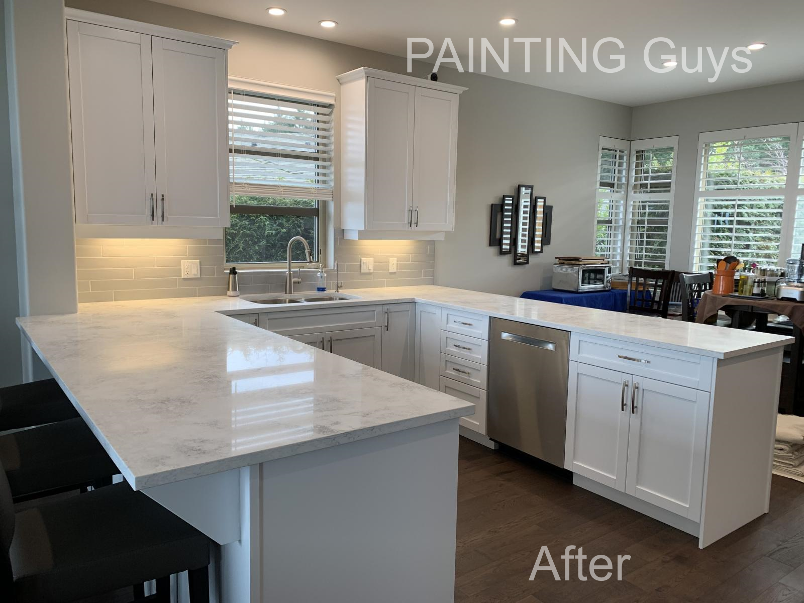 Kitchen cabinet painting after painting