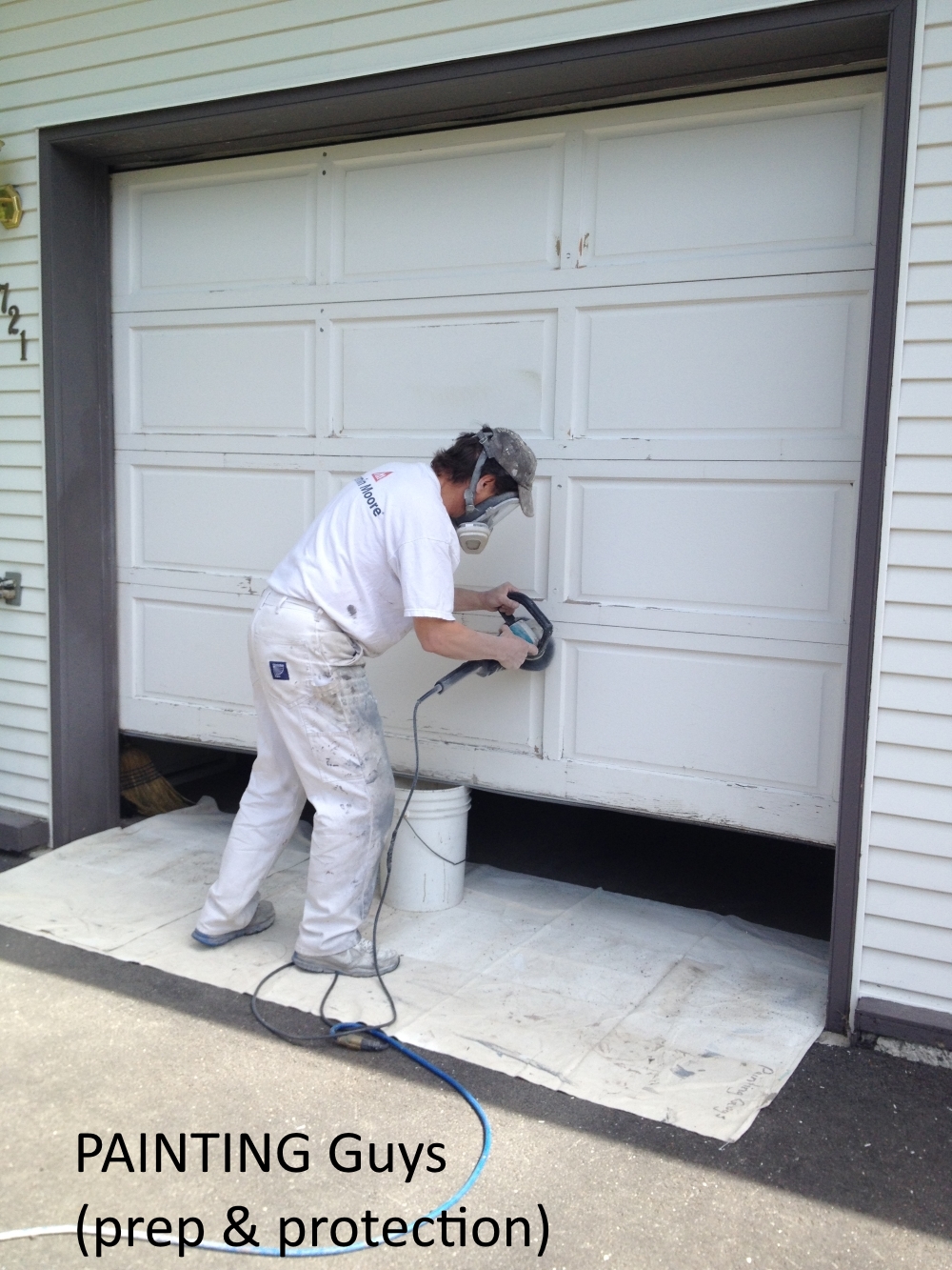 garage door painting - preparation process