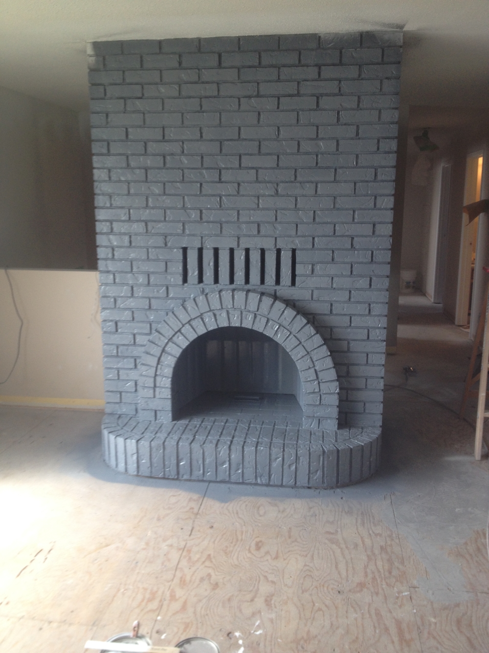 painting a brick fireplace after