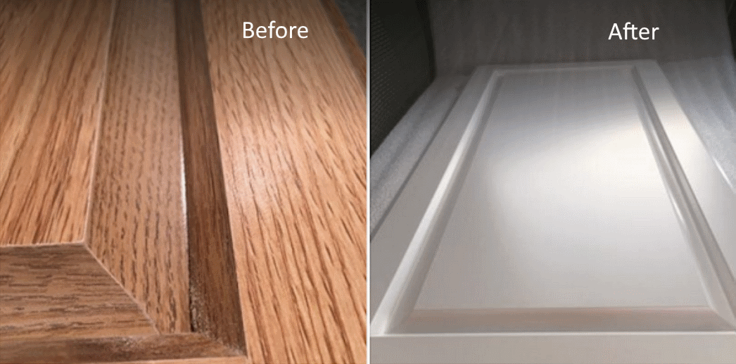 Before after - kitchen cabinet painting
