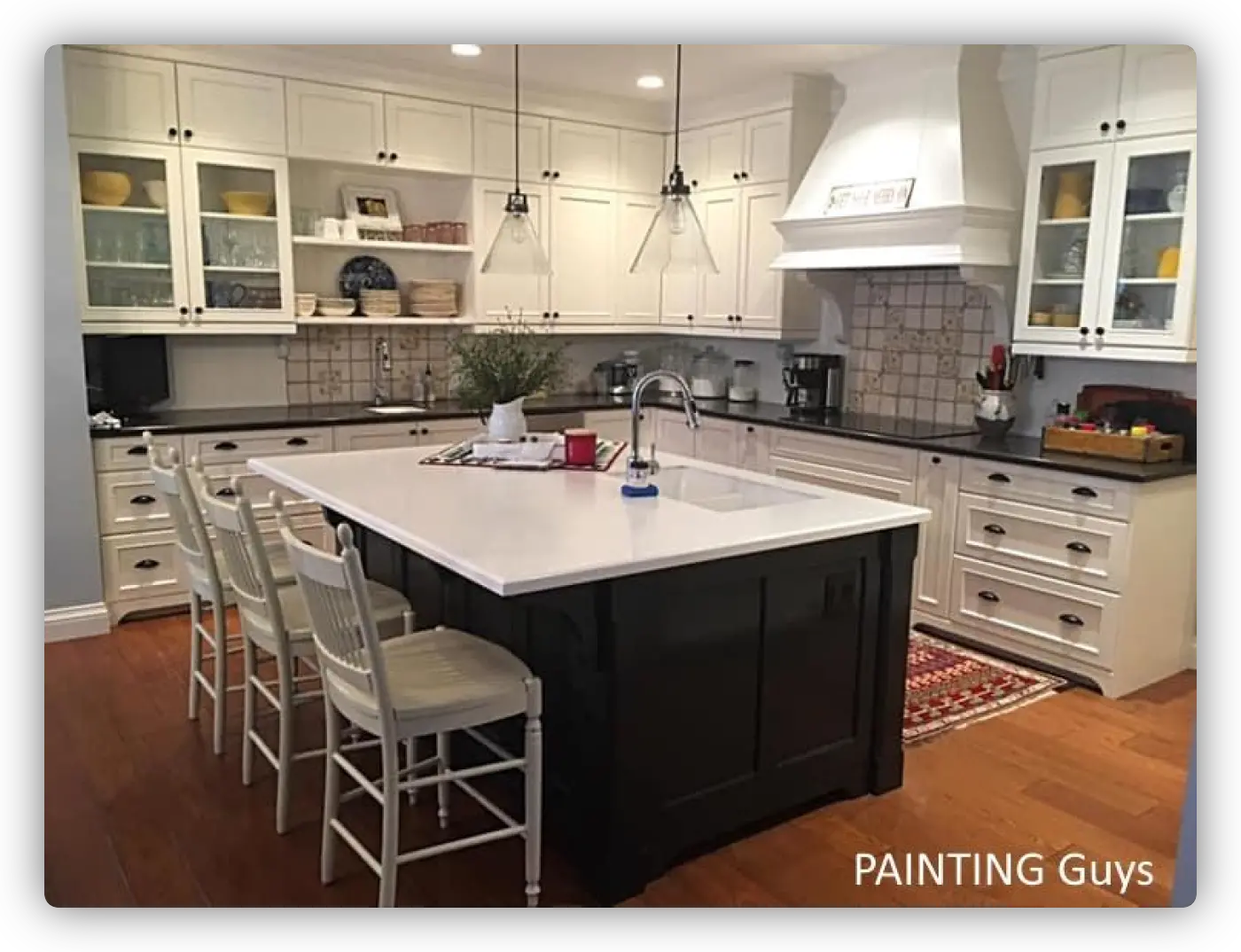 Painting an island black in a white kitchen