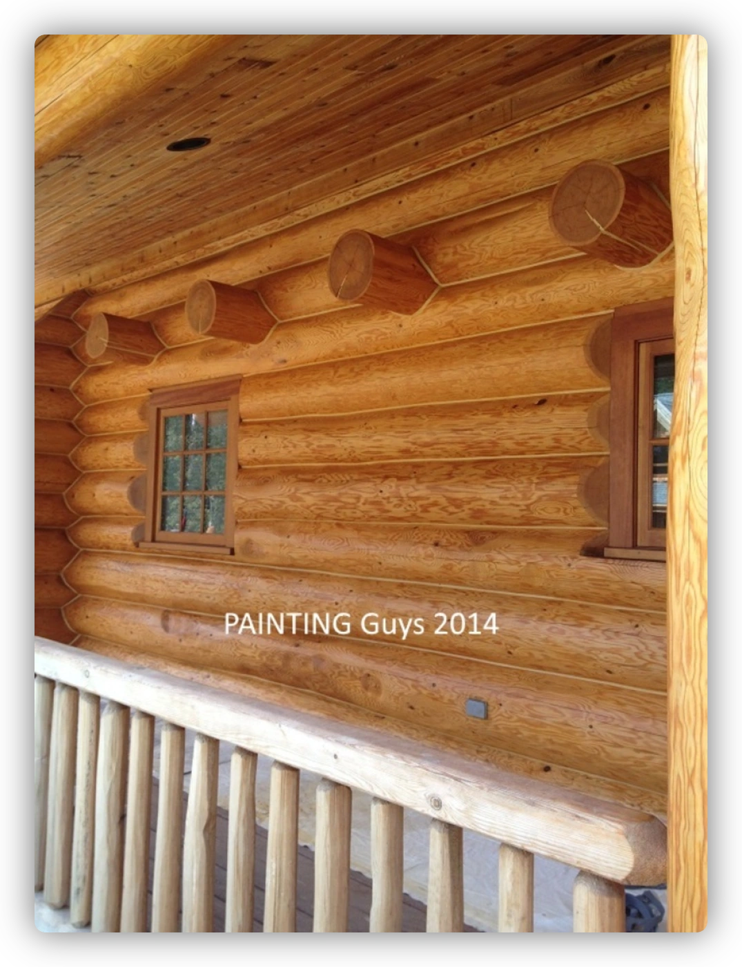 yellow cedar house logs finishing - PAINTING Guys